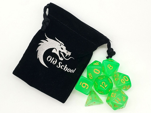 Old School 7 Piece DnD RPG Dice Set: Odyssey - Lightning Green 