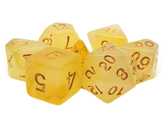 Old School 7 Piece DnD RPG Dice Set: Odyssey - Yellow