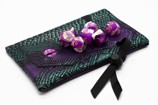 Old School Dice: Dragon Eye Dice Bag - Spectral Dragon - Purple & Green