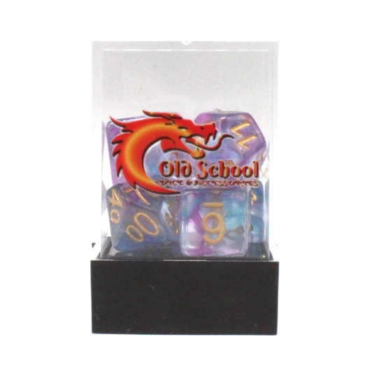 Old School Dice 7-Piece RPG Dice Set: Odyssey - Purple & Blue