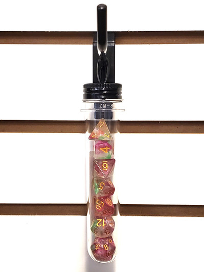 Old School 7 Piece DnD RPG Dice Set: Odyssey - Rose Red & Green