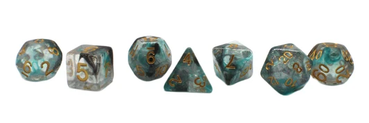 Old School Dice 7-Piece RPG Dice Set: Luminous - Night Shade
