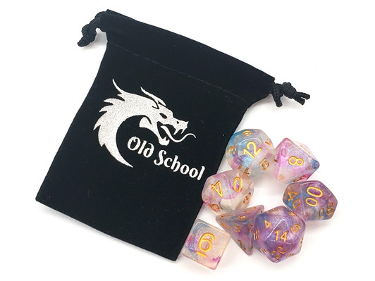 Old School 7 Piece DnD RPG Dice Set: Luminous - Violent Storm