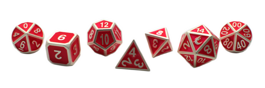 Old School 7 Piece DnD RPG Metal Dice Set: Elven Forged - Pink w/ Silver