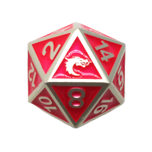 Old School 7 Piece DnD RPG Metal Dice Set: Elven Forged - Pink w/ Silver