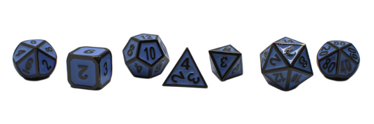 Old School 7 Piece DnD RPG Metal Dice Set: Elven Forged - Teal w/ Black Nickel - New