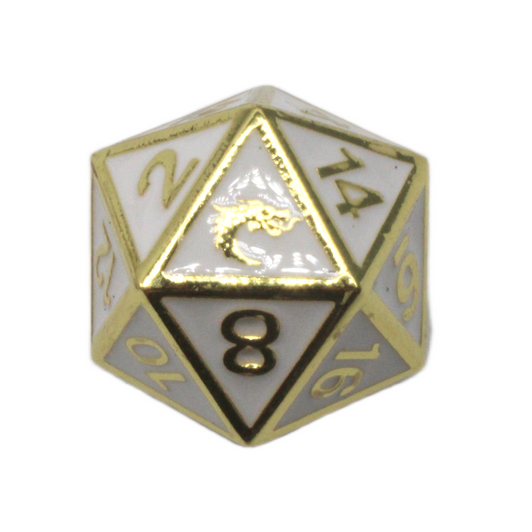 Old School 7 Piece DnD RPG Metal Dice Set: Elven Forged - White w/ Gold