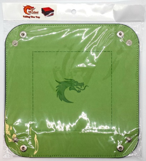 Old School Dice: Square Rolling Tray - Green w/ Blue Back