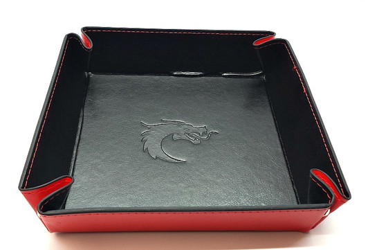 Old School Dice: Square Rolling Tray - Red w/ Black Back