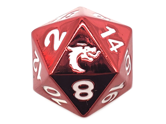 Old School DnD RPG Metal D20: Halfling Forged - Electric Red
