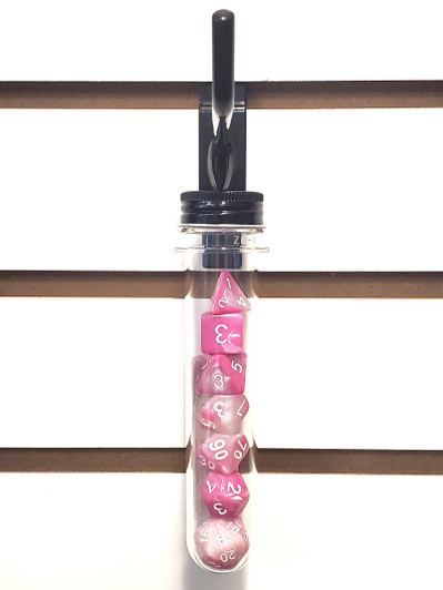 Old School 7 Piece DnD RPG Dice Set: Vorpal - Pink & White