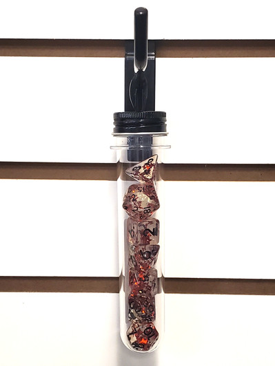 Old School 7 Piece DnD RPG Dice Set: Infused - Red Butterfly w/ Black