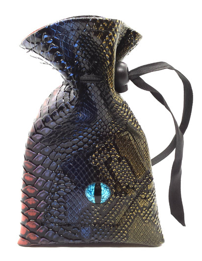 Old School Dice: Dragon Eye Dice Bag - Spectral Dragon - Blue & Gold