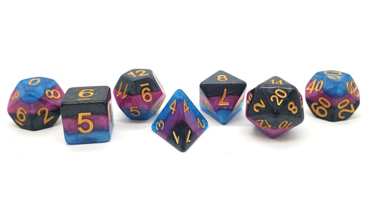 Old School 7 Piece DnD RPG Dice Set: Gradients - King's Court