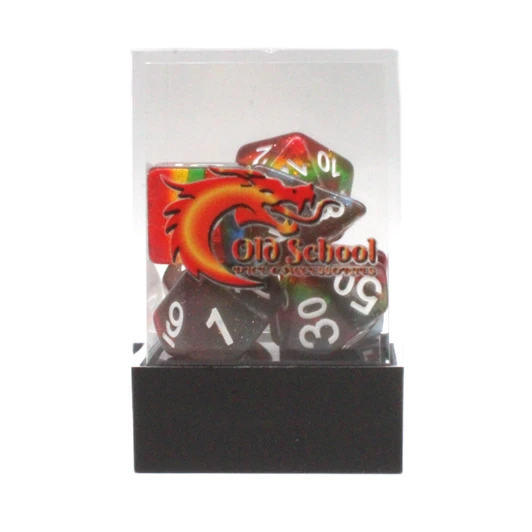 Old School Dice 7-Piece RPG Dice Set: Gradients - Translucent Glitter Rainbow