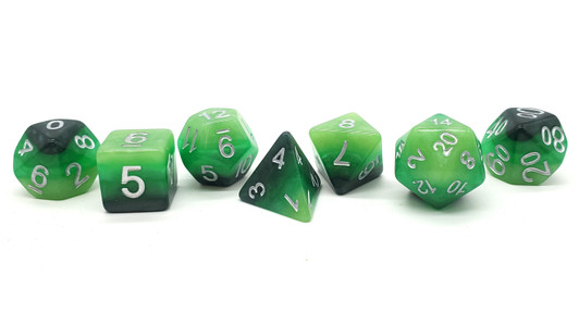 Old School 7 Piece DnD RPG Dice Set: Gradients - Treetop Canopy