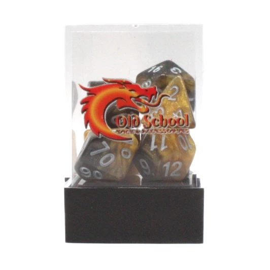 Old School Dice 7-Piece RPG Dice Set: Galaxy - Molten Gold