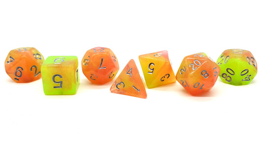 Old School 7 Piece DnD RPG Dice Set: Galaxy - Sunburst