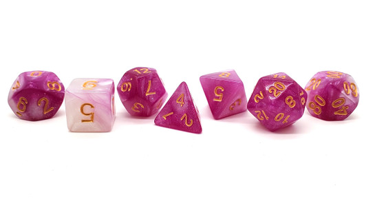 Old School 7 Piece DnD RPG Dice Set: Galaxy - First Kiss