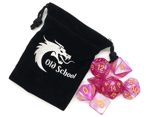 Old School 7 Piece DnD RPG Dice Set: Galaxy - First Kiss