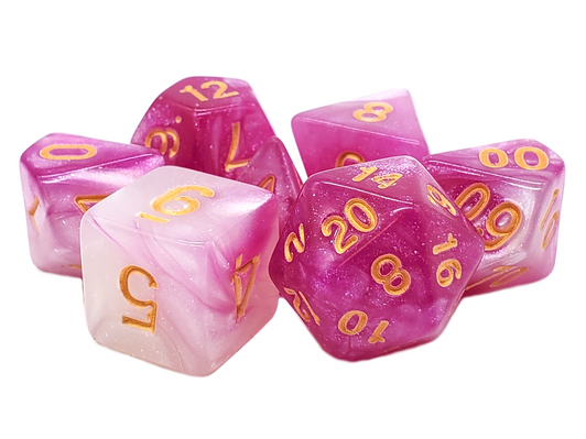 Old School 7 Piece DnD RPG Dice Set: Galaxy - First Kiss