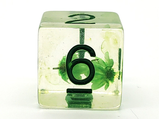 Old School 7 Piece DnD RPG Dice Set: Infused - Flower - Green