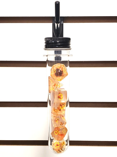 Old School 7 Piece DnD RPG Dice Set: Infused - Flower - Orange