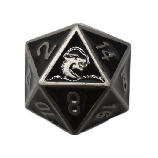 Old School 7 Piece DnD RPG Metal Dice Set: Elven Forged - Black w/ Silver
