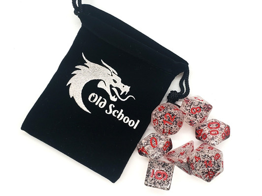 Old School 7 Piece DnD RPG Dice Set: Particles - Checkmate