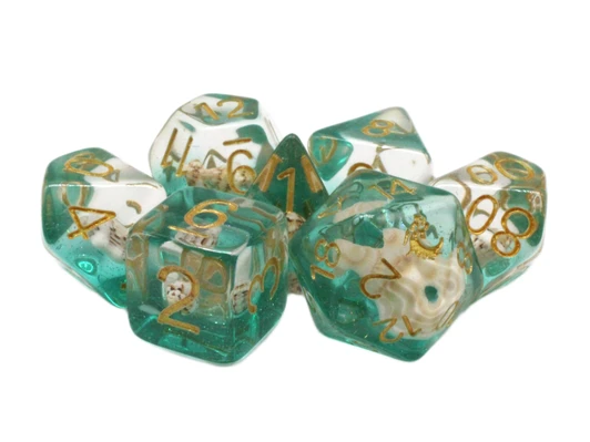 Old School 7 Piece DnD RPG Dice Set: Infused - Beach Party - Aqua - New