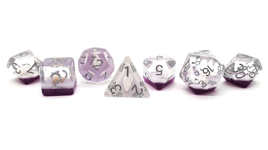 Old School 7 Piece DnD RPG Dice Set: Infused - Beach Party - Purple - New