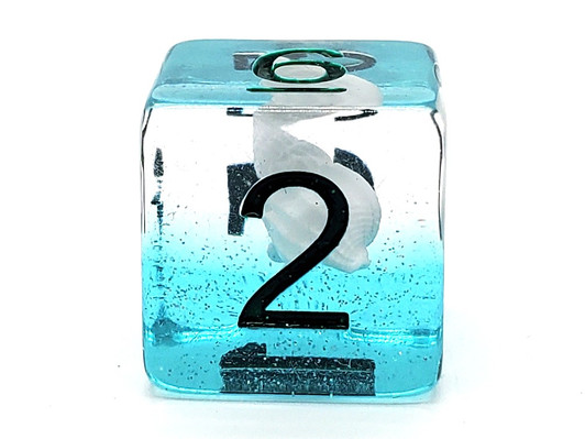 Old School 7 Piece DnD RPG Dice Set: Infused - Beach Party - Ocean Blue - New