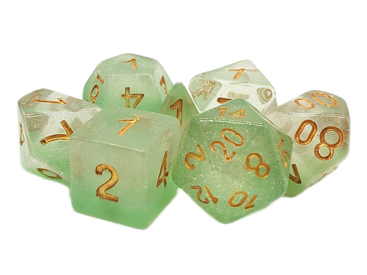 Old School 7 Piece DnD RPG Dice Set: Luminous - Morning Mist - New