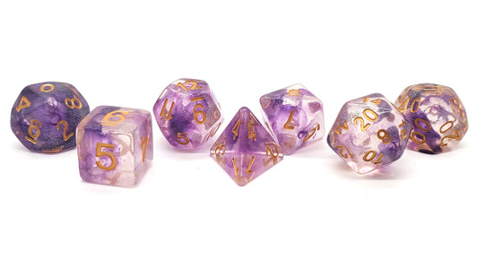 Old School 7 Piece DnD RPG Dice Set: Luminous - Radiant Iris