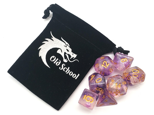 Old School 7 Piece DnD RPG Dice Set: Luminous - Radiant Iris