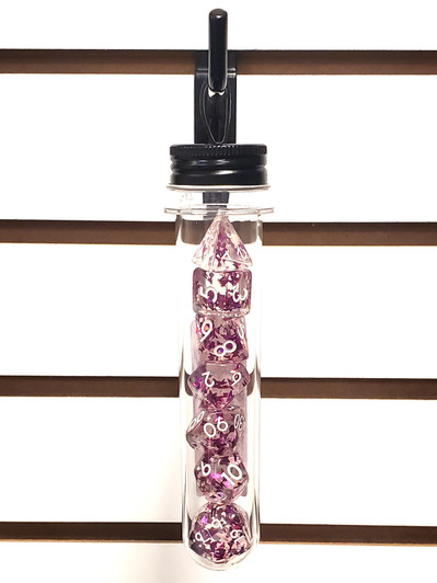 Old School 7 Piece DnD RPG Dice Set: Infused - Purple Butterfly