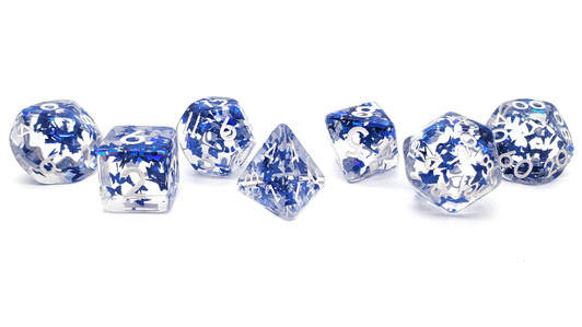 Old School 7 Piece DnD RPG Dice Set: Infused - Sapphire Butterfly