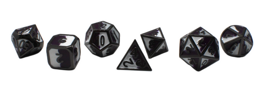 Old School 7 Piece DnD RPG Metal Dice Set: Dragon Forged - Purple & White w/ Black Nickel