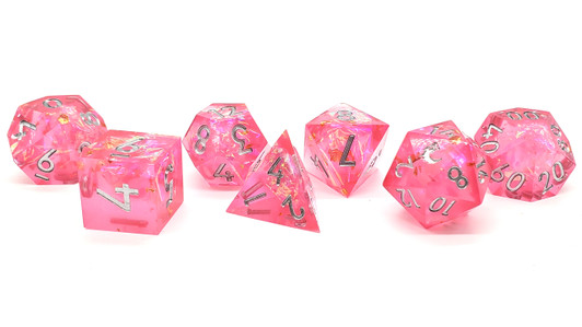 Old School Dice: Sharp Edged 7-Piece Dice Set - Magenta Dreams