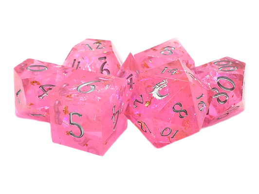 Old School Dice: Sharp Edged 7-Piece Dice Set - Magenta Dreams