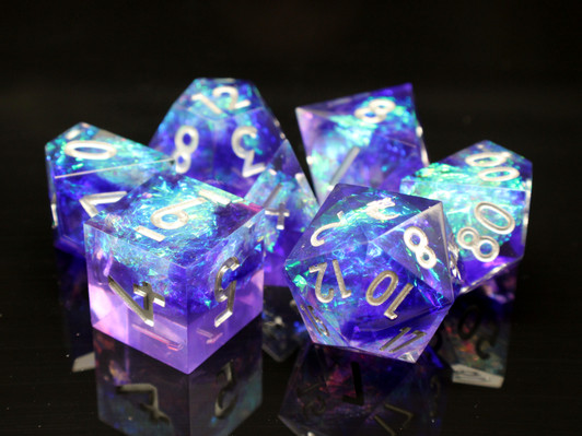 Old School Dice: Sharp Edged 7-Piece Dice Set - Sapphire Burst