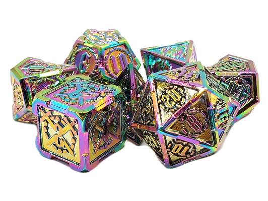 Old School 7 Piece DnD RPG Metal Dice Set: Knights of the Round Table - Spectral