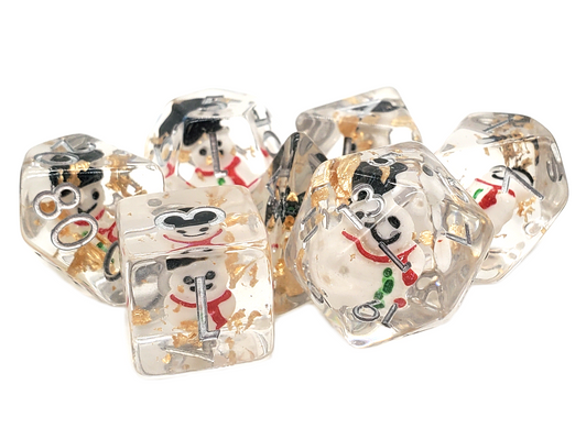 Old School 7 Piece DnD RPG Dice Set: Infused - Snow Man