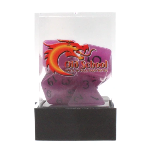 Old School Dice 7-Piece RPG Dice Set: Glow Dice - Purple