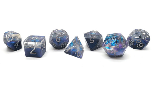Old School 7 Piece DnD RPG Dice Set: Infused - Dragon Eye - Blue