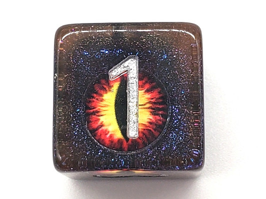 Old School 7 Piece DnD RPG Dice Set: Infused - Dragon Eye - Brown