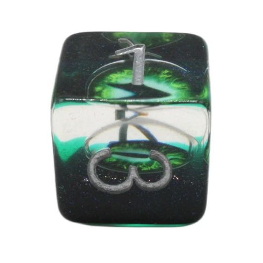 Old School 7 Piece DnD RPG Dice Set: Infused - Dragon Eye - Green - New