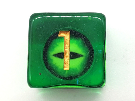 Old School 7 Piece DnD RPG Dice Set: Infused - Dragon Eye - Green - New