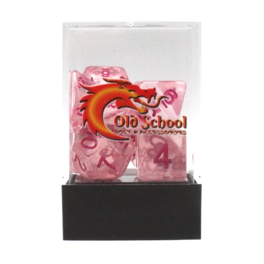 Old School Dice 7-Piece RPG Dice Set: Luminous - Pink Planet
