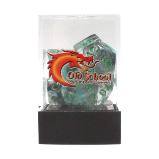Old School Dice 7-Piece RPG Dice Set: Luminous - Blue Moon